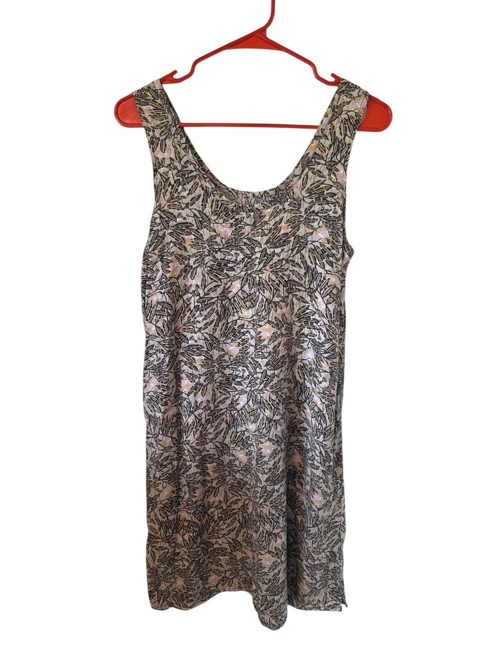 FLAX by Jeanne Englehart Floral Botanical Sleeveless Tank Dress Size Small